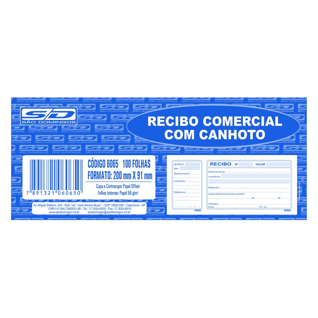 Recibo Comercial Com Canhoto 50fls Sao Domingos Shopee Brasil 4171