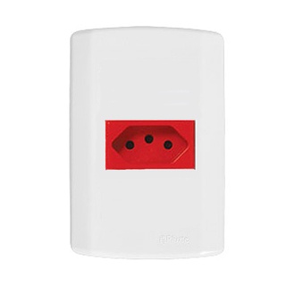 Tomada vermelha 20A 2P+T 250V 4x2 Pluzie Pluzi Modular