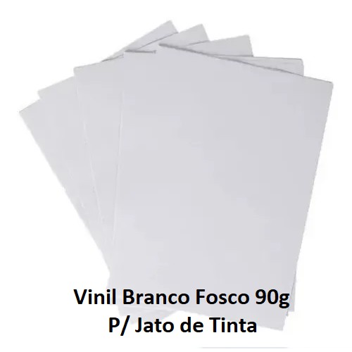 Vinil Adesivo Branco Fosco 90g A4 - Prova D'agua - IMPRESSORA JATO DE TINTA - 50 Folhas