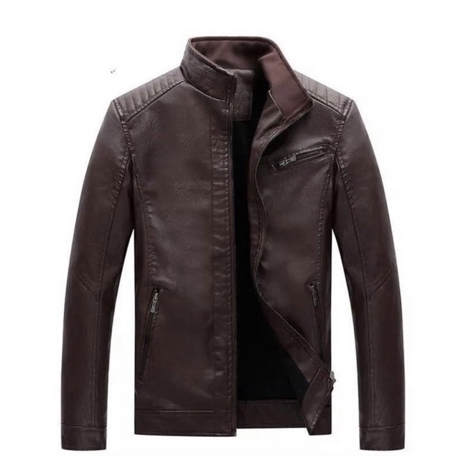 Jaqueta De Couro Masculina Marrom Resistente Corta Vento Motoqueiro Moda Top