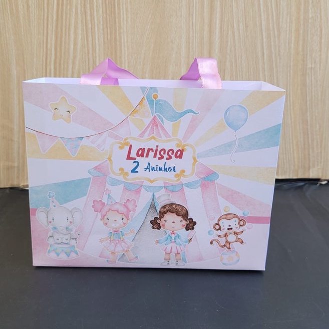 Sacolinha Personalizada Circo Rosa/ lembrancinhas festa infantil / Decoração / Festa temática Circo