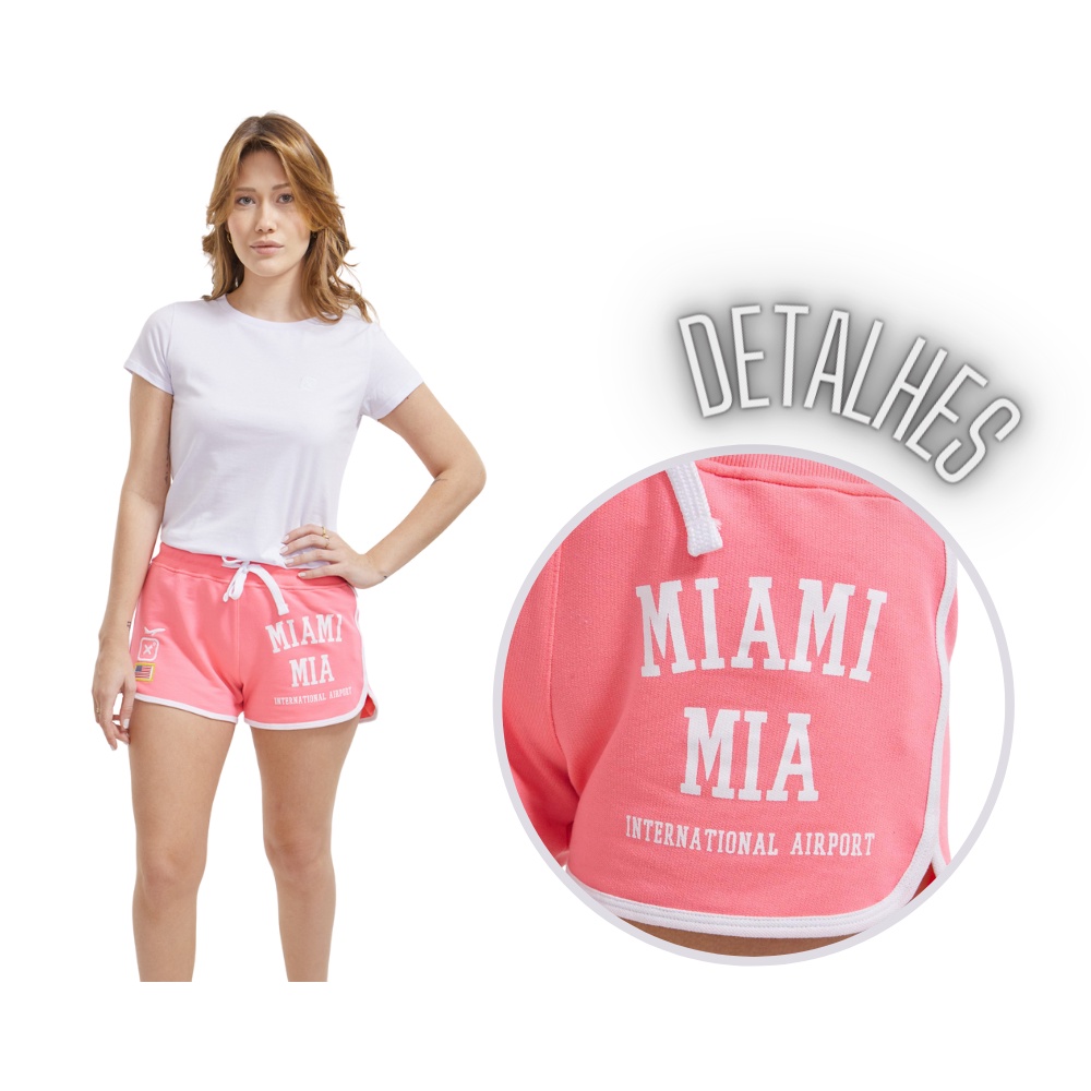 Bermuda Shorts Moletom Feminino TXC Custom Bordado Rosa Original
