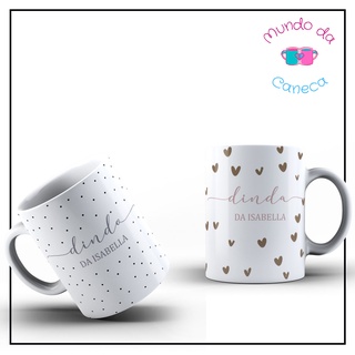 02 Canecas Personalizadas Convite Padrinhos De Batismo Dinda e Dindo de Porcelana - Mundo da Caneca