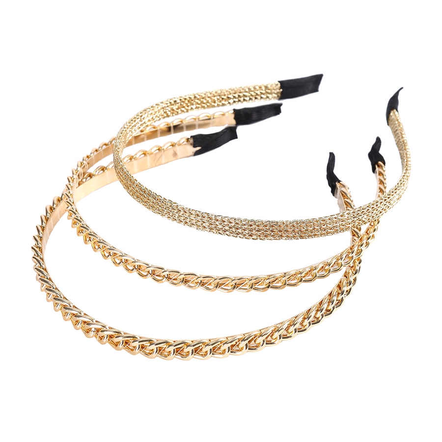 Tiara de Liga Metálica Dourada Retrô / Faixa de Cabelo de Corrente