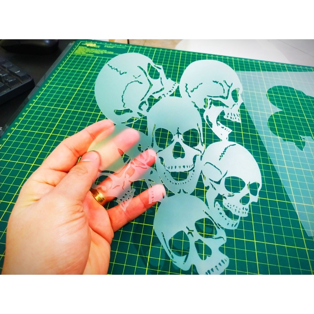 Kit 10 Moldes Stencils Caveiras para Pinturas e Aerografias em Oferta na Shopee