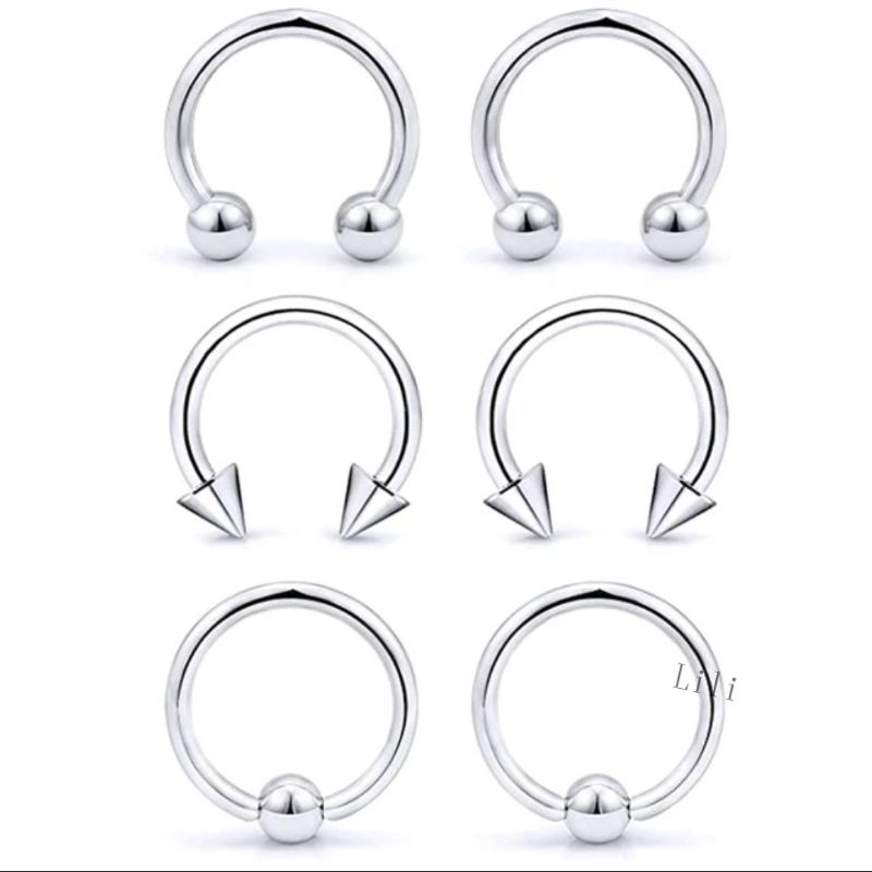 6Pcs  Piercing ferradura bolinha spike Captive bolinha Aço cirúgico em Oferta na Shopee