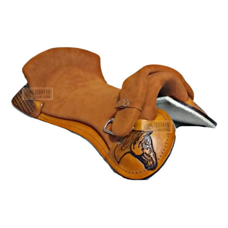 Montaria Sela Freio De Ouro Cavalo Laço Comprido Caramelo SELARIA SERRANO