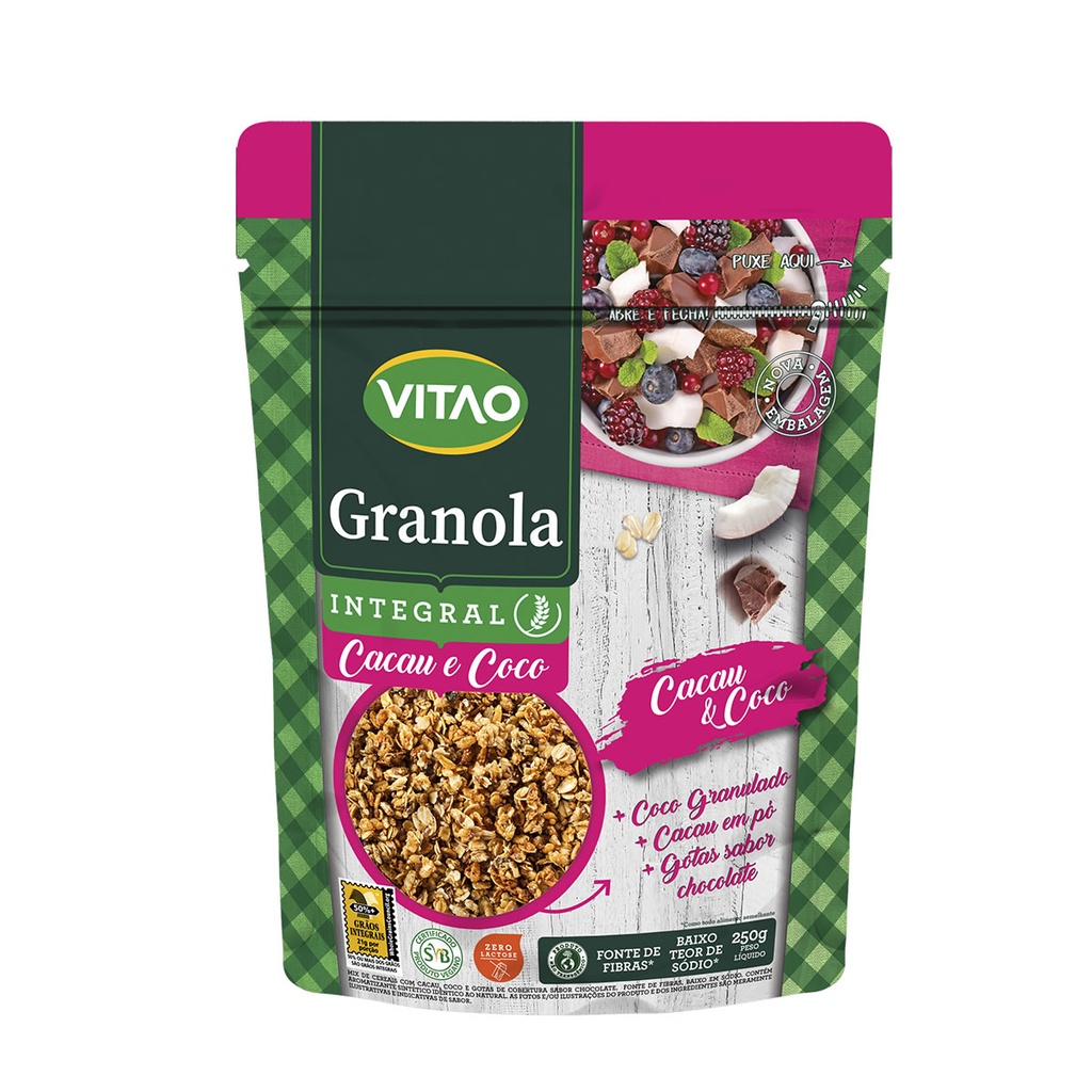 Granola com Cacau e Coco 250g - Vitao em Oferta na Shopee