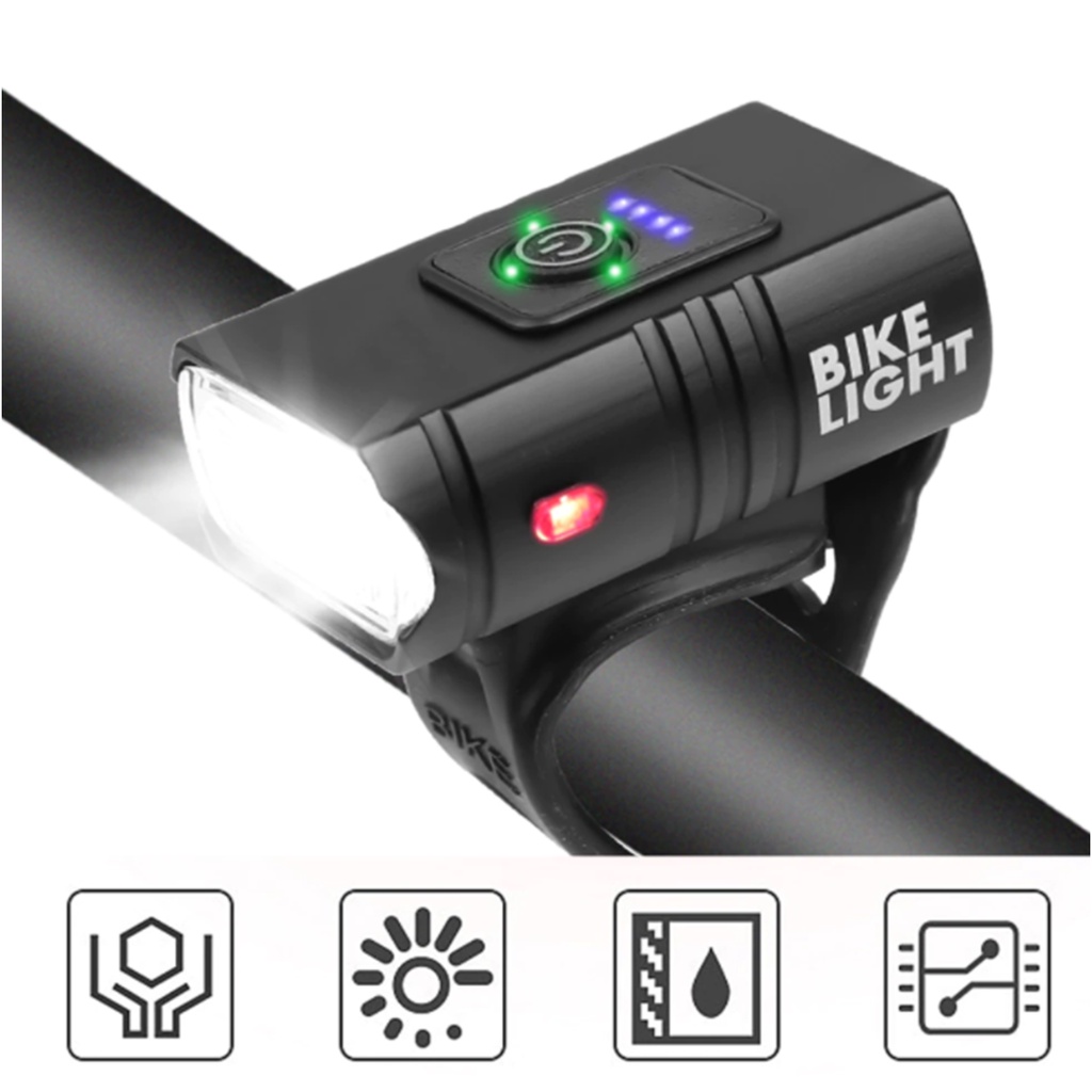 Lanterna Farol De Bike 2 Led Cree T6 Recarregável Usb Medidor Visor