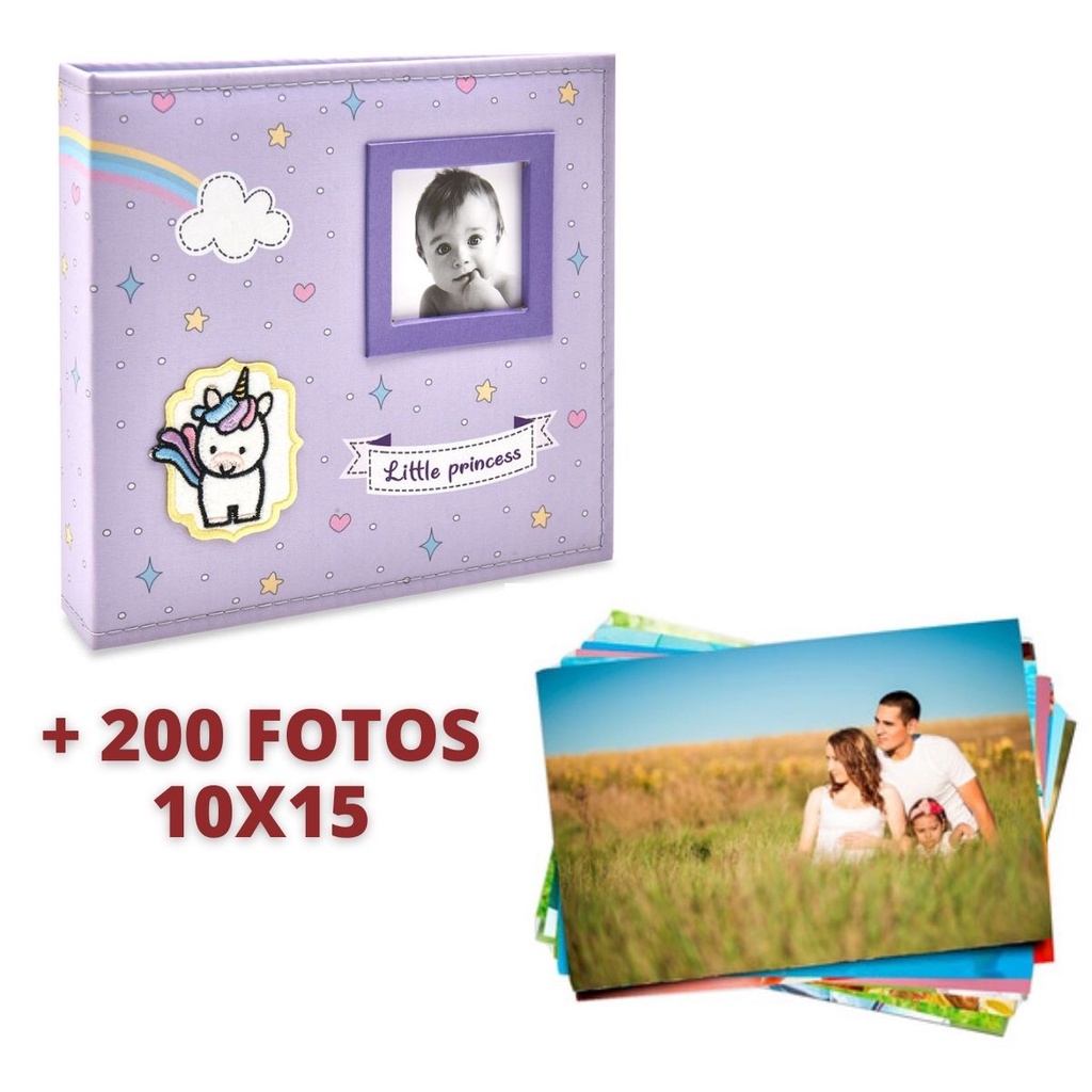 ÁLBUM DE 200 FOTOS PARA BEBES + 200 FOTO 10X15 REVELADAS 814