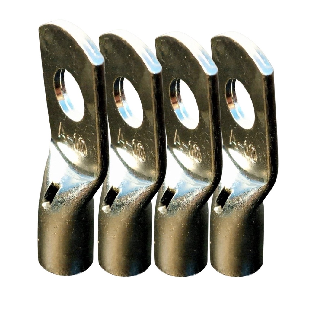 Kit 4 Terminal Compressão 10mm M5 Tubular Para Fios e Cabos Elétricos