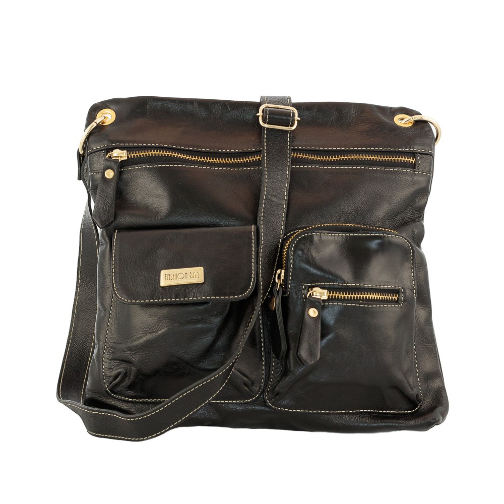 Bolsa Transversal zinco em Couro Legitimo
