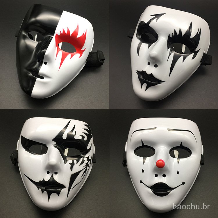 Halloween Máscara adereços mascarada show de baile Máscara completa Máscara pintada mão dança de rua branca homem máscara de olho adulto