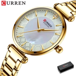 Curren Relógio De Pulso De Quartzo Feminino Com Pulseira De Aço Inoxidável Simples 9072