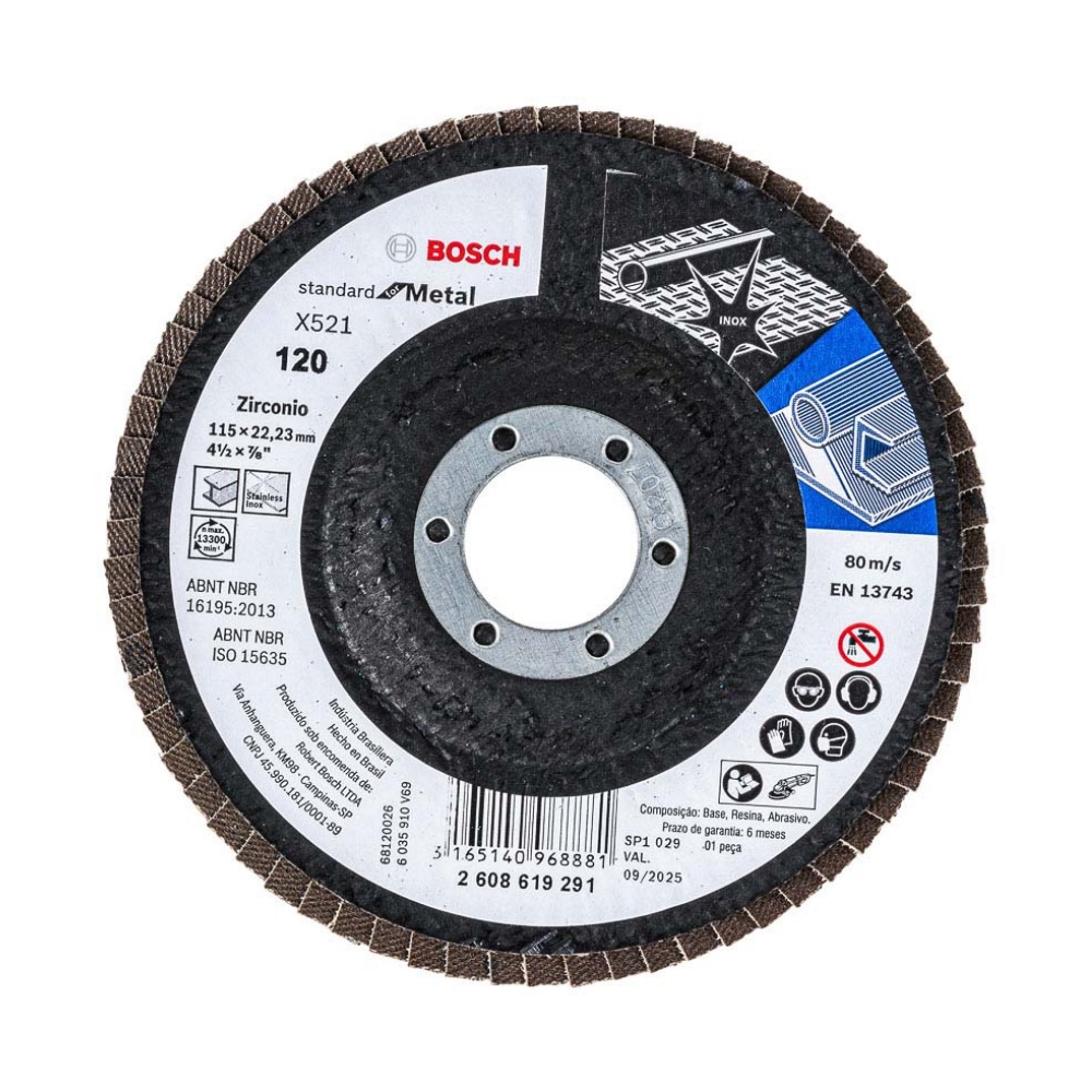 Disco Flap 115mm Bosch Grão 120 Standard for Metal Curvo Fibra de Vidro em Oferta na Shopee