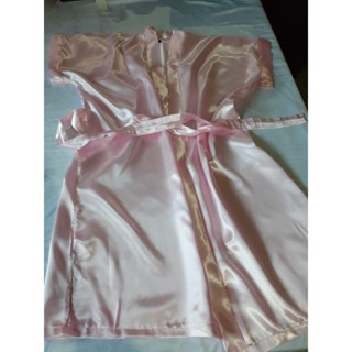 Roby roupão femenino  de cetim Rosa bebê em Oferta na Shopee