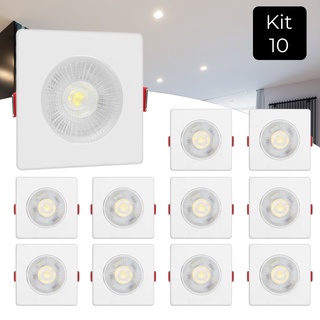 Kit 10 Spot Led 5w Smd Direcionável Quadrado Luz Branco Neutro