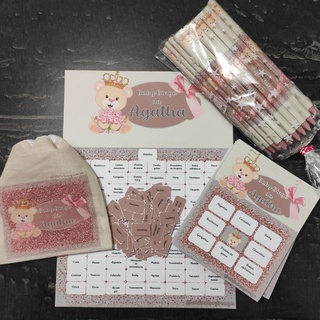 Jogo Bingo KIT 12 Cartelas e 12 lápis para Chá de Bebê