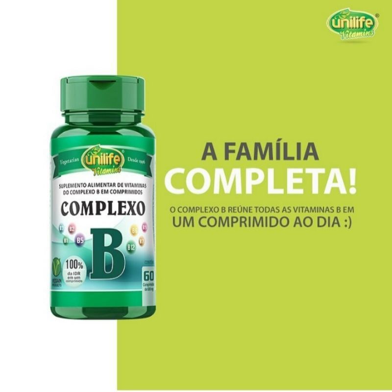 COMPLEXO B 60 Comprimidos De 500 Mg ( Unilife) UNIDADE | Shopee Brasil