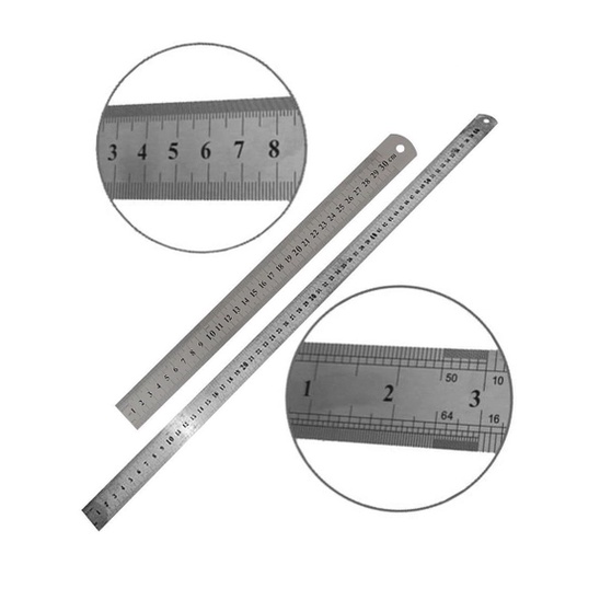Régua Escolar De Metal Aço Inox Tamanho 60 cm Engenheiro Escritório Resistente Marcação Baixo Relevo