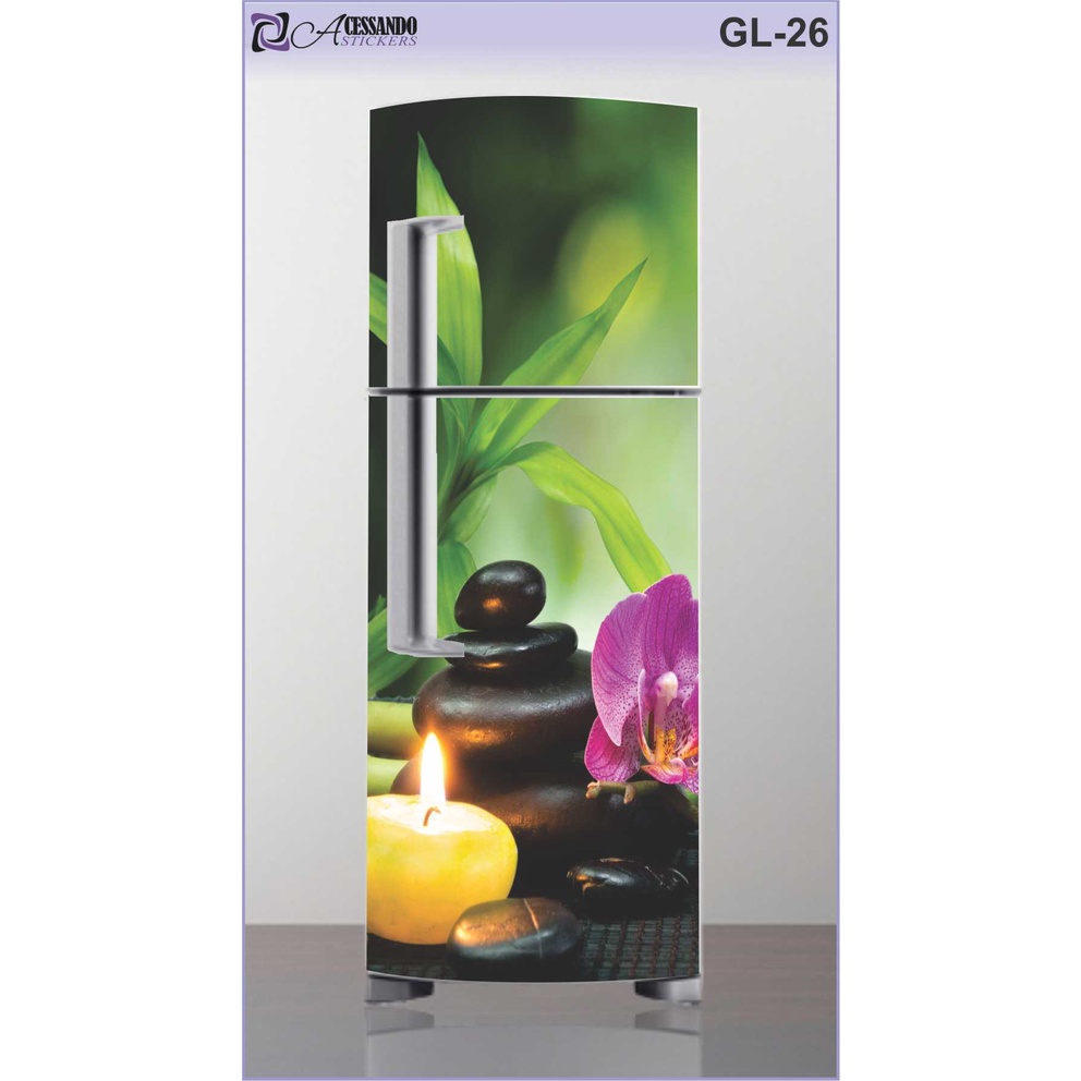 Adesivo Envelopar Geladeira inteira Flor Orquidea Relax Bambu Novos - gl26