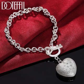 DOTEFFIL 925 Prata Esterlina Zircônia Coração Chave Pulseira Para Festa De Noivado Jóias