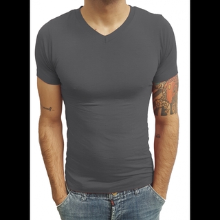 Camiseta Gola V Rasa Slim Manga Curta Sjons NF