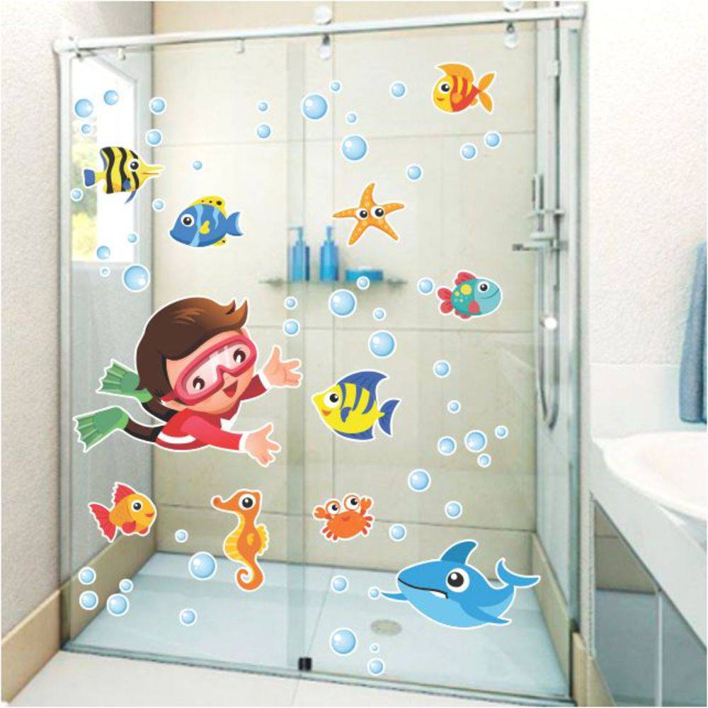 Adesivo Infantil para Box Fundo do Mar Menino 70x50cm em Oferta na Shopee