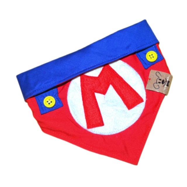 Bandana para Pet Animaliê Super Mário Dupla Face com Botão de Pressão