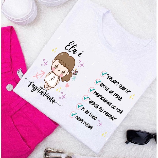 Imagem blusinhas femininas tshirt todos os signos camisetas básicas touro sagitário leão peixes escorpião virgem