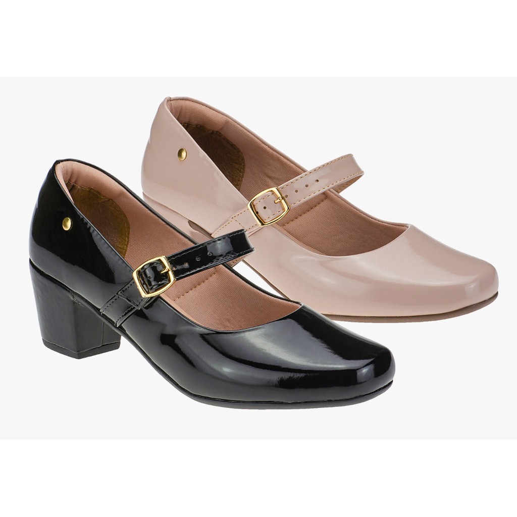 Kit Dois Pares Sapatos Boneca Preto Nude Fechado Delicado Salto Médio Confortavel Mezikin em Oferta na Shopee