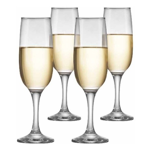 Jogo Taças Champagne Vidro Conjunto Kit 4 Peças - Home & Living