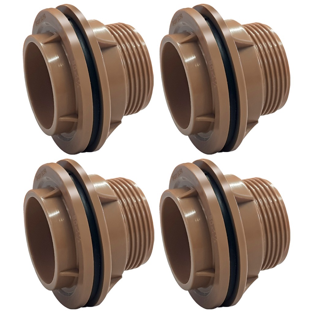 4 x Adaptador Flange 50mm (1.1/2") Para Caixa D' Água e Cisterna