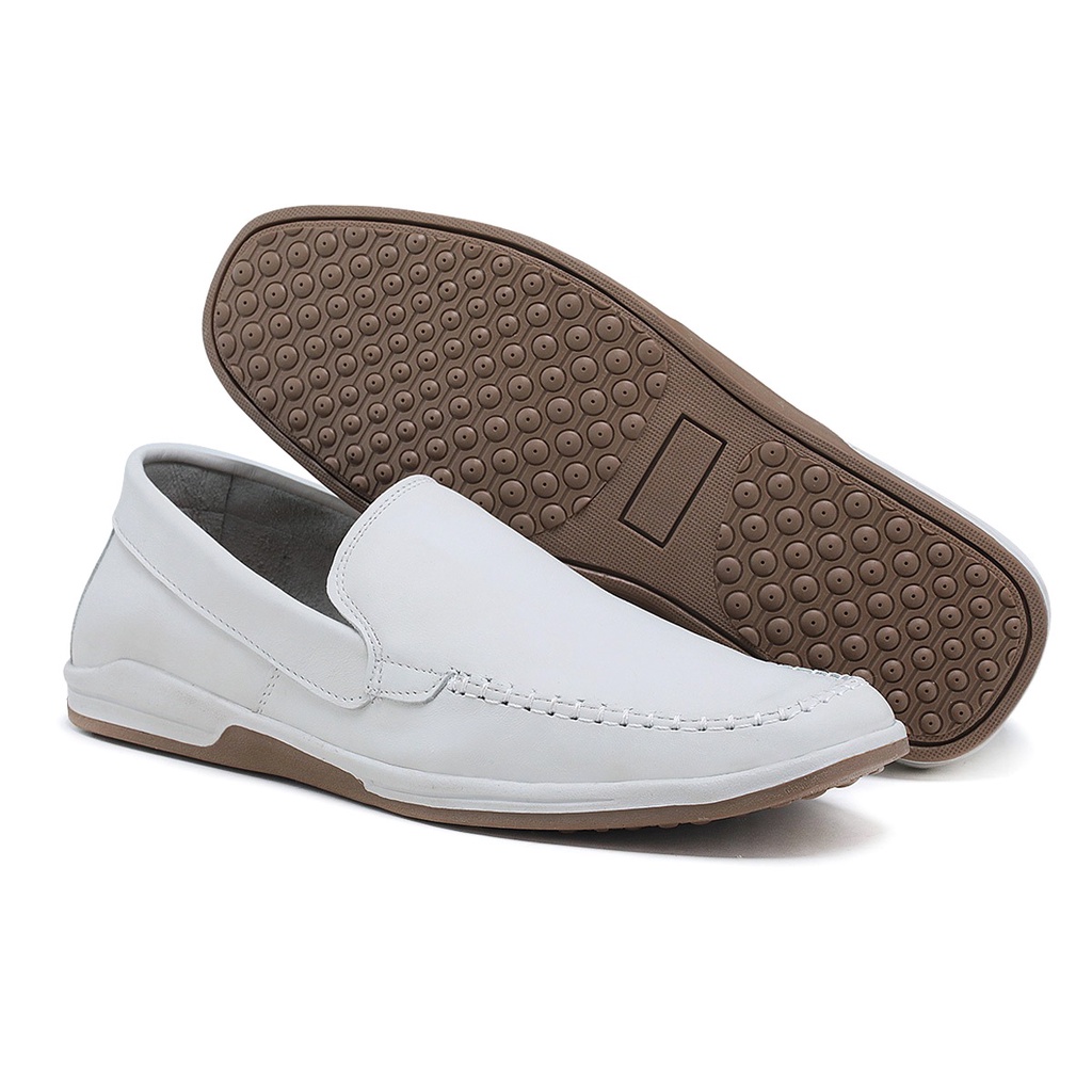 Sapato mocassim branco store masculino