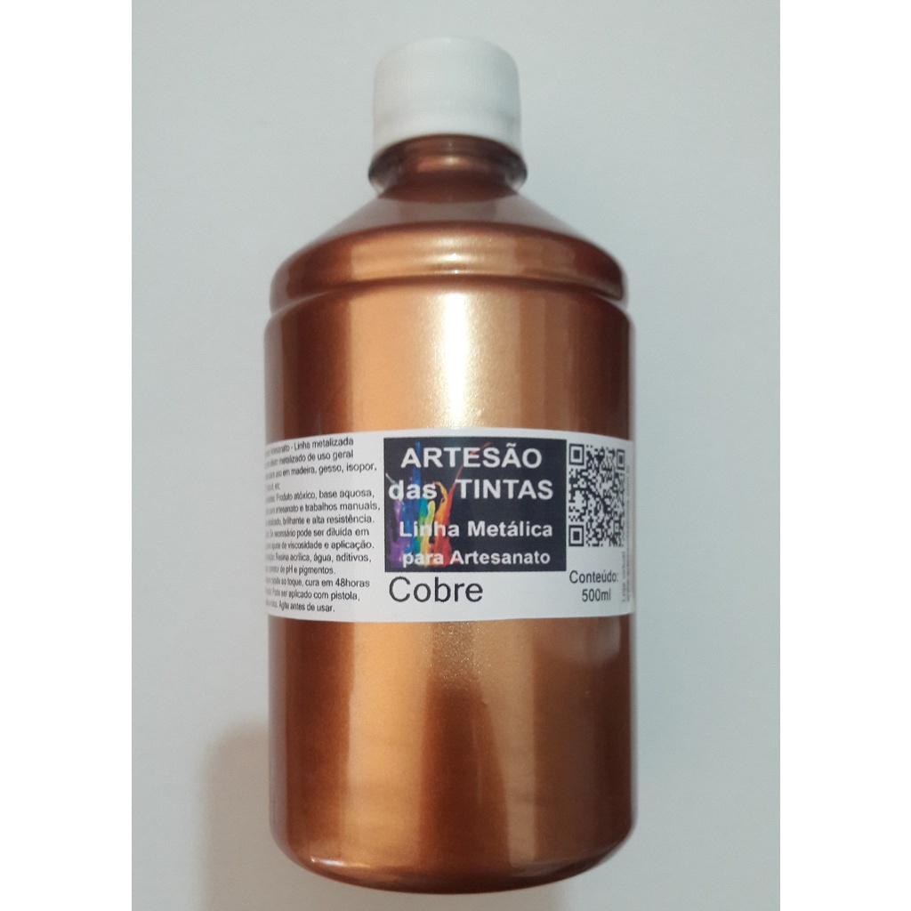 Tinta Metálica Cobre - Tinta Para Arte e Artesanato, gesso - 500Ml em Oferta na Shopee