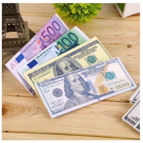 Carteira Bolsa de tipo Couro Sintético Com Estampa de Notas de Dinheiro Estrangeiro