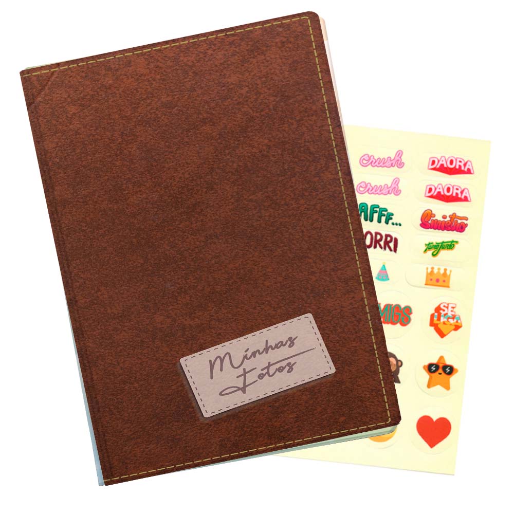 Album de Fotos 10x15 500 Fotos Retrô Marrom + ADESIVO