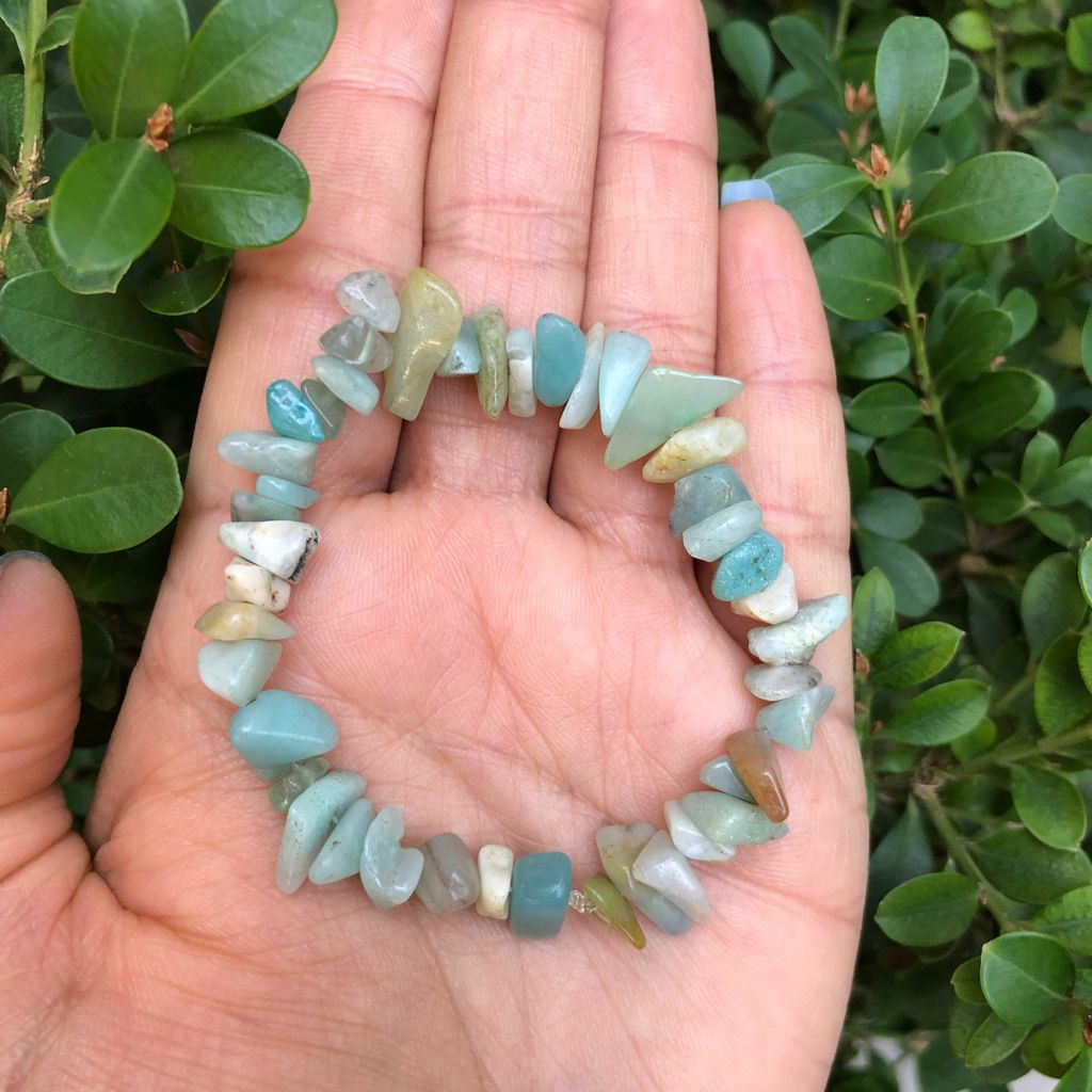 PULSEIRA PEDRA AMAZONITA CASCALHO/PEDRA NATURAL/CRISTAIS/CRISTAL/TAROT