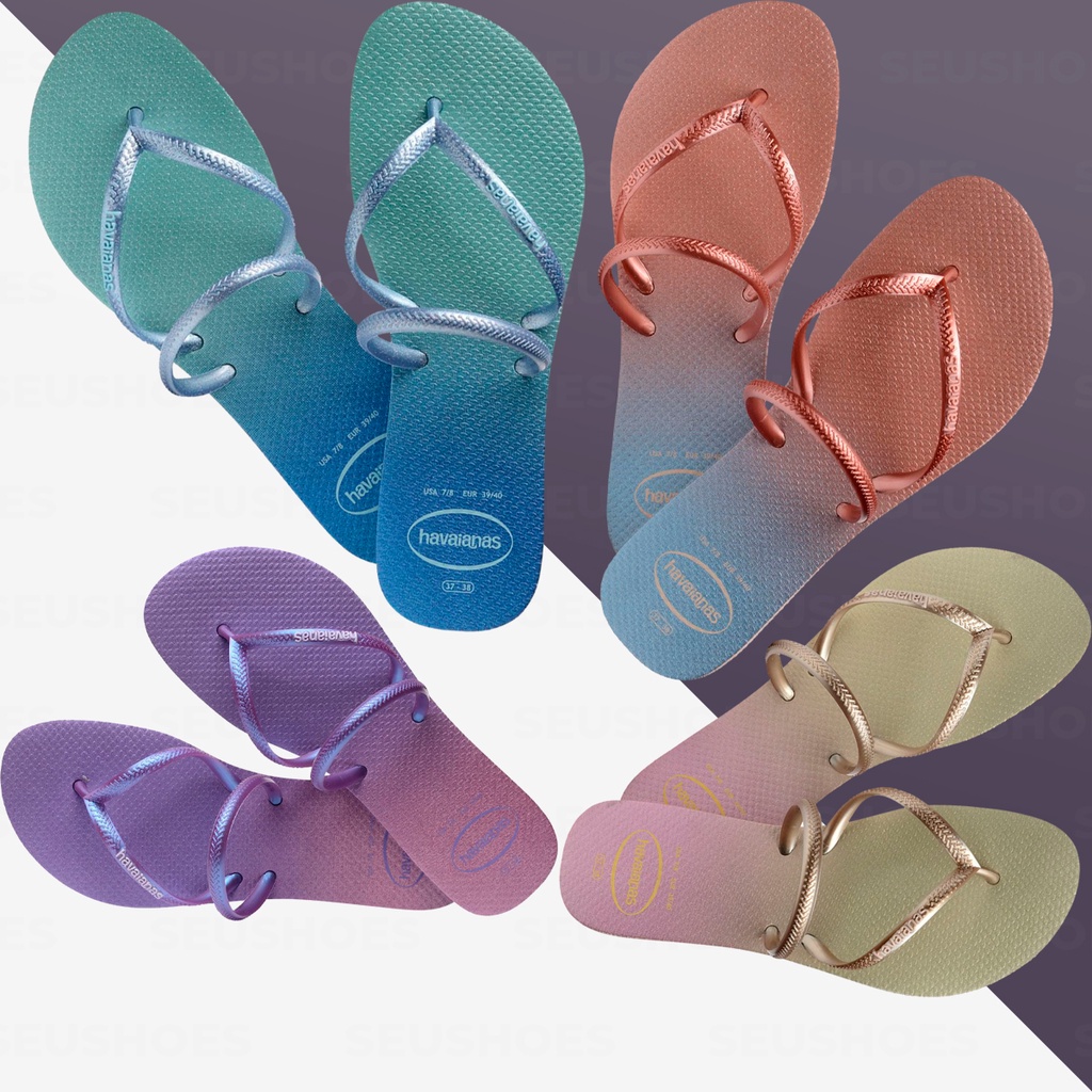 Chinelo Havaianas Flat Duo Irid Lindas Delicadas E Descoladas Shopee