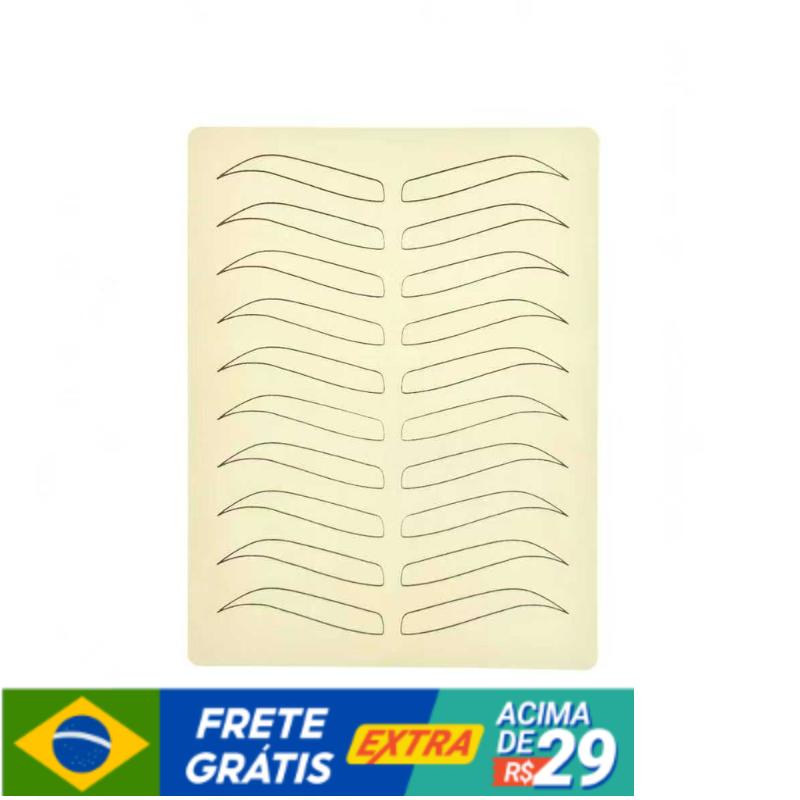 PELE SINTÉTICA COM DESENHO PARA TREINO DE MICROBLADING MICROPIGMENTAÇÃO FIO A FIO 19x14cm