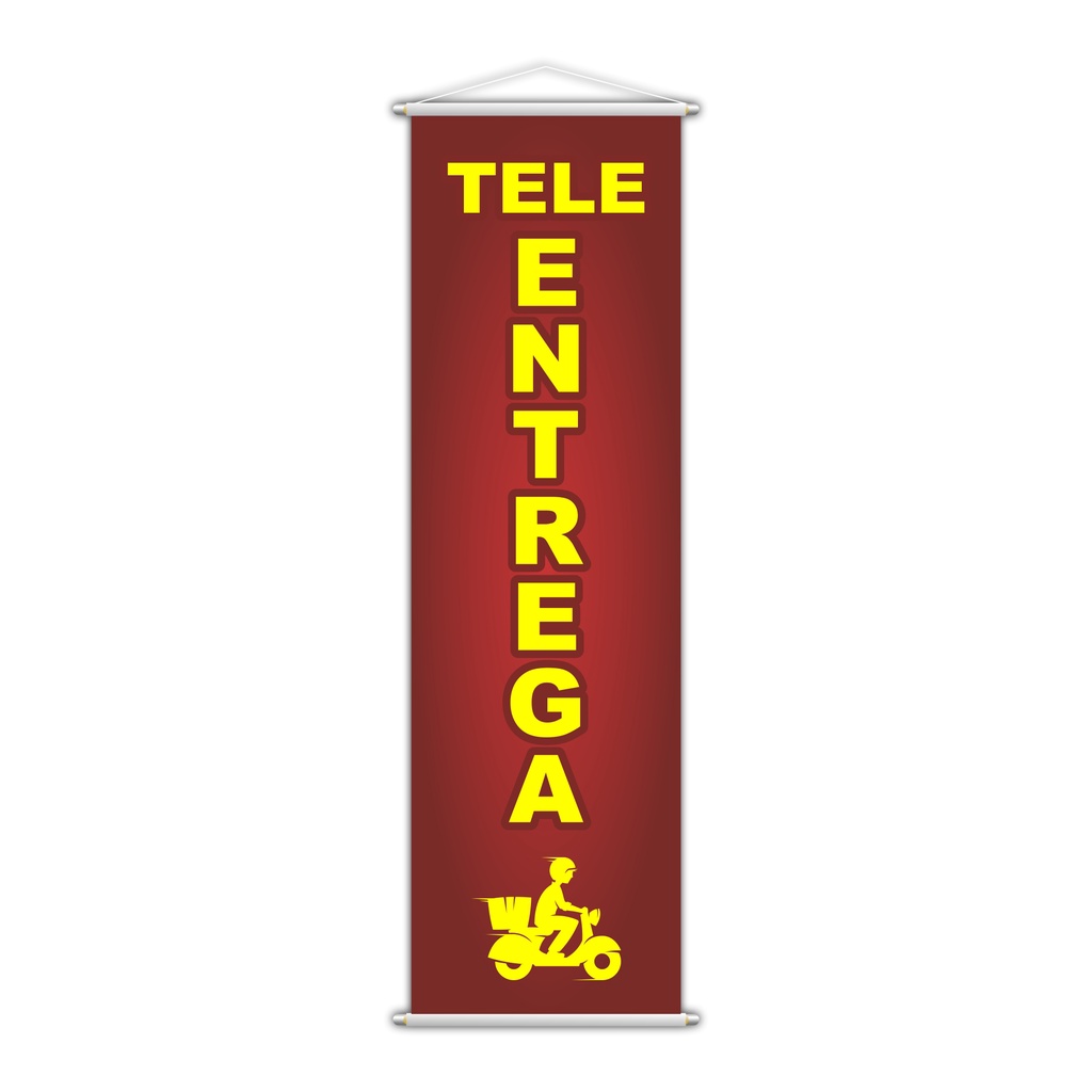 Banner Tele Entrega Delivery Serviço Lona 100x30cm
