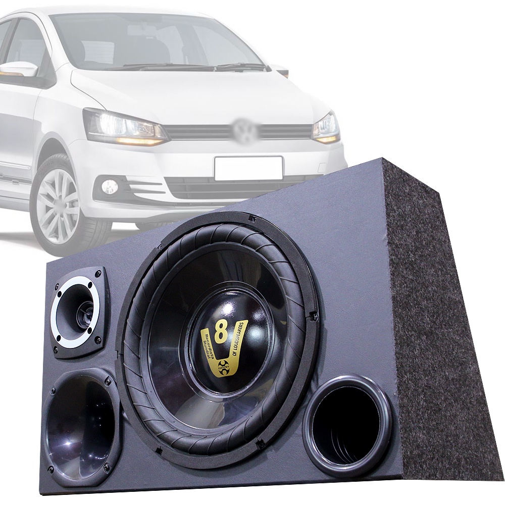 Caixa Trio Som Automotivo Trio Completa Subwoofer Para Volks Fox Crosfox SpaceFox em Oferta na Shopee