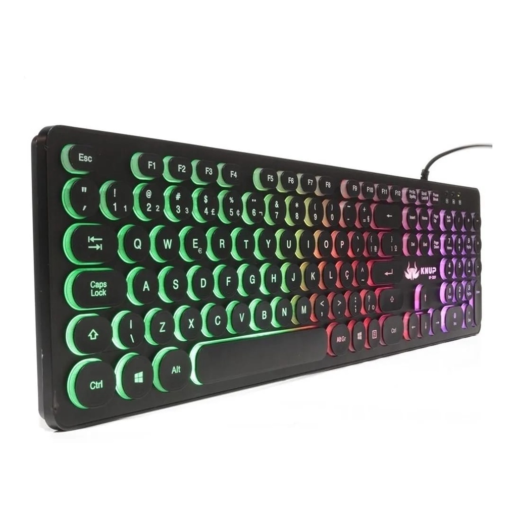 Teclado Gamer KNUP KP-2059 com luz RGB
