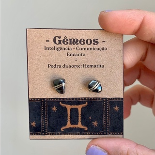 Par de Brincos Signo Gêmeos - Hematita