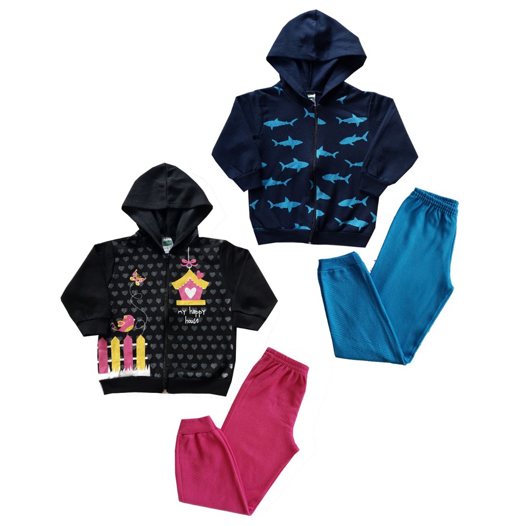 KIT 3 Conjunto Infantil Moletom 1 ao 16 Juvenil Menina Menino roupa frio