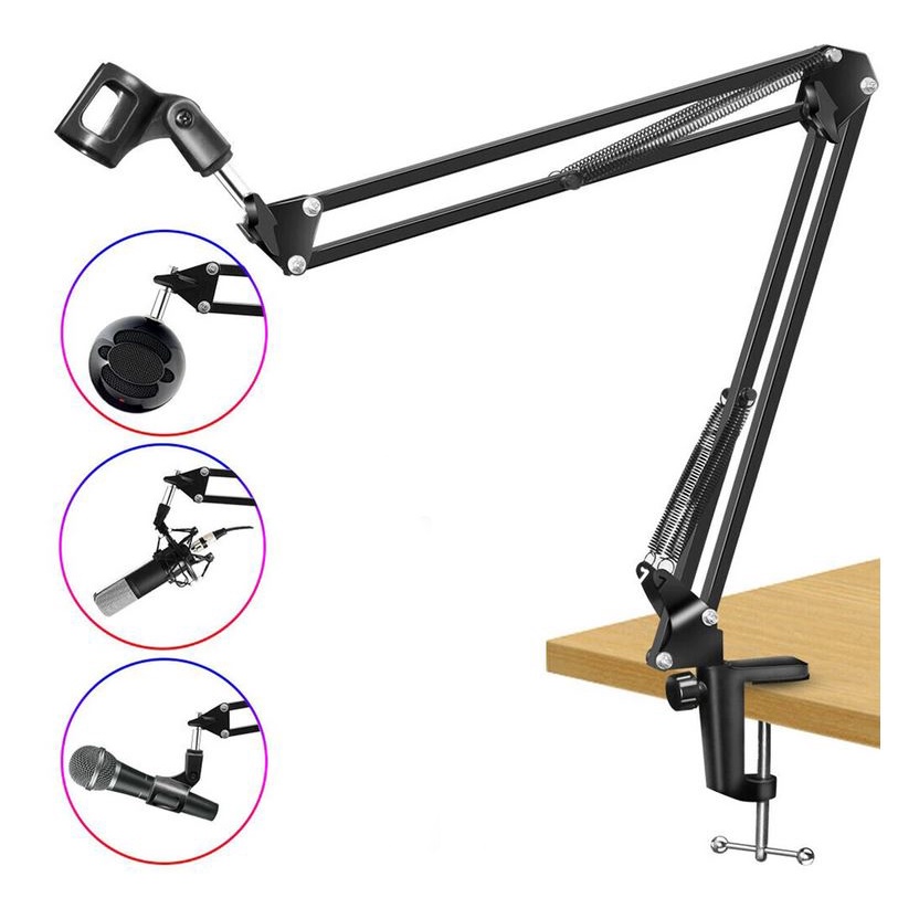 Suporte Braço Articulado De Ferro Para Microfone, Ring Light, Web Cam, Celular etc.
