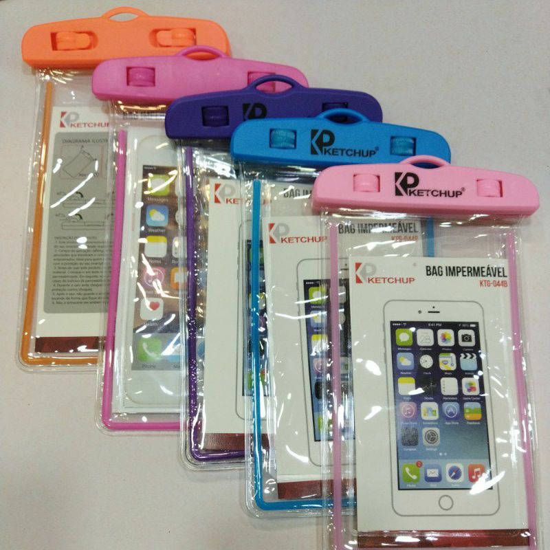 Capa para Celular a prova dágua disponível nas cores: Laranja, Pink, Roxo, Azul, Rosa Claro