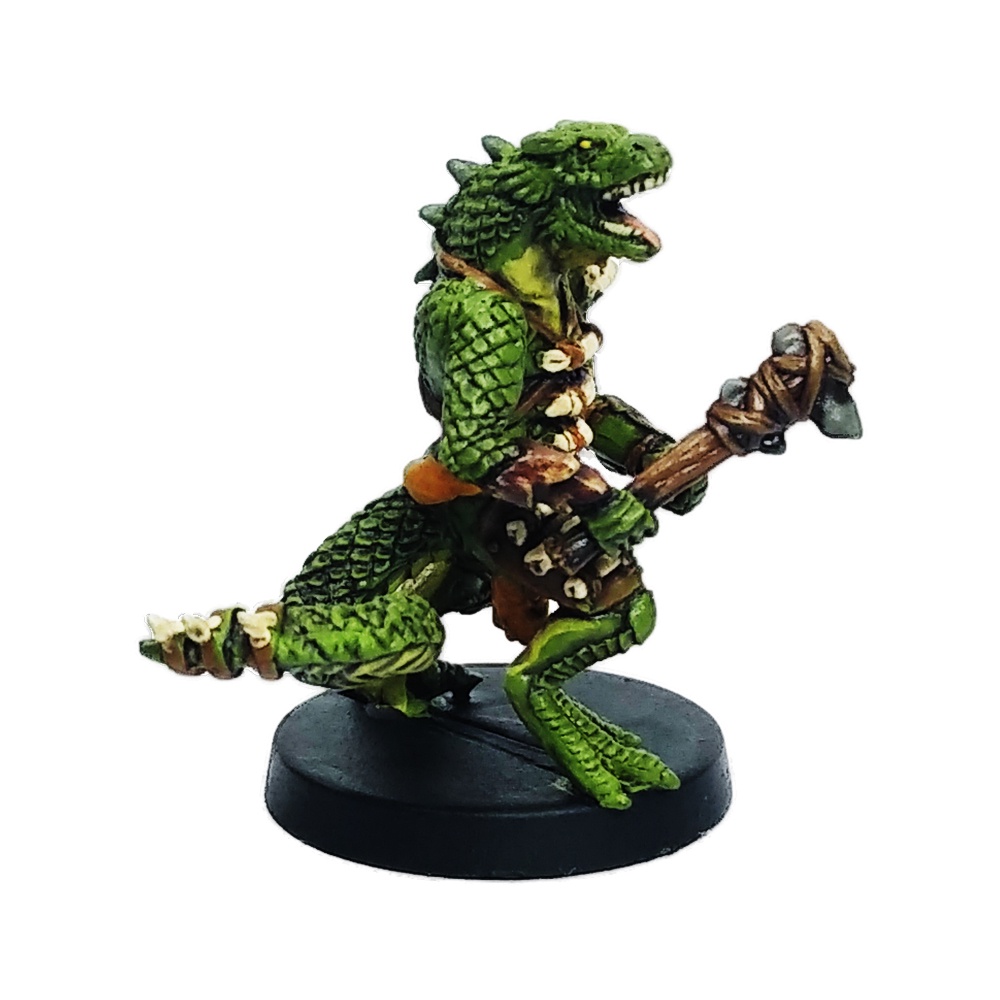 Kit Lizardfolk - Com Pintura - Basilisco Miniaturas - Metal Branco - Miniaturas para RPG