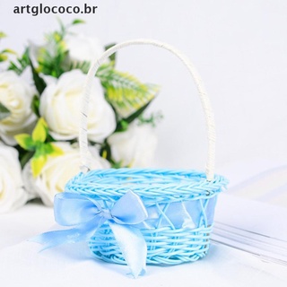 (Artglococo) 1 Pç Cesta De Vime Feita À Mão Cesta De Vime Flor Cesta De Compras