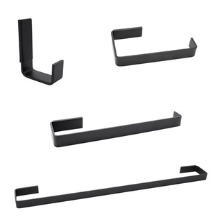 Kit Acessorios p/Banheiro Lavabo Preto Fosco Sem Saboneteira